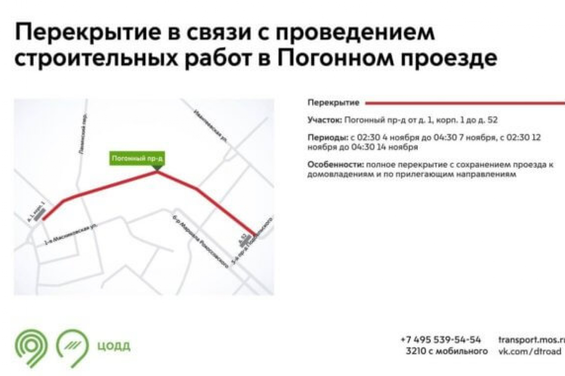 Участок Погонного проезда будет временно закрыт